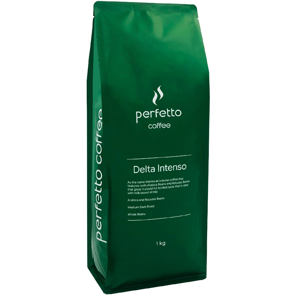 Cà phê hạt nguyên chất Perfectto Delta Series Intenso 1kg - Hạt cà phê rang mộc chuyên dùng cho máy pha cà phê Delonghi