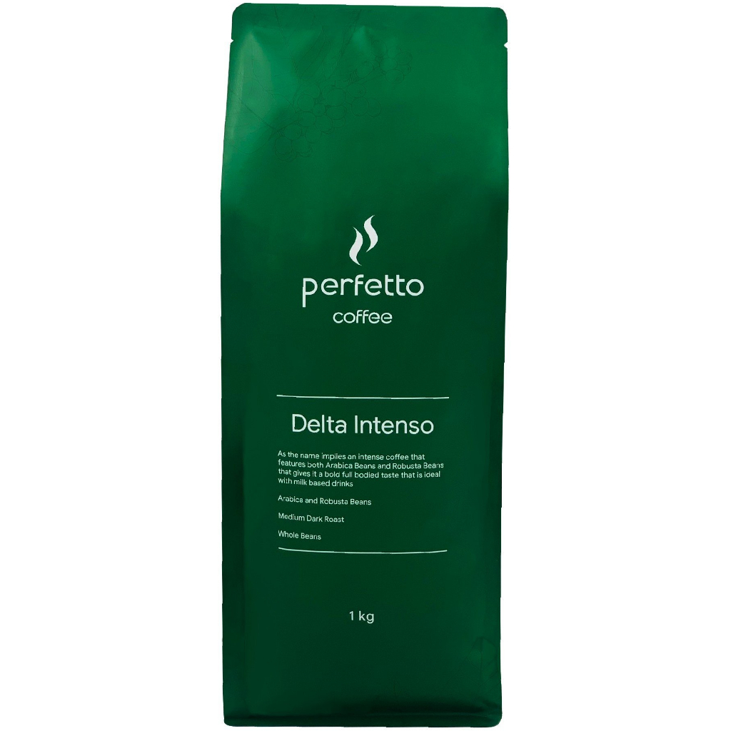 Cà phê hạt nguyên chất Perfectto Delta Series Intenso 1kg - Hạt cà phê rang mộc chuyên dùng cho máy pha cà phê Delonghi
