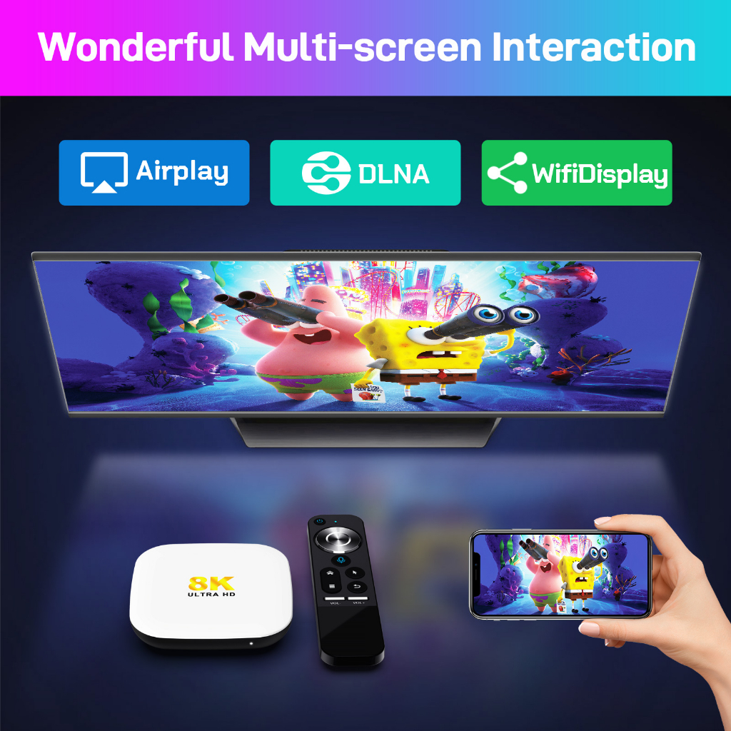Android tv box cao cấp chip xử lý nhanh có tìm kiếm giọng nói hình ảnh lên đến 8k ultra HD bảo hành 12 tháng H96max M2