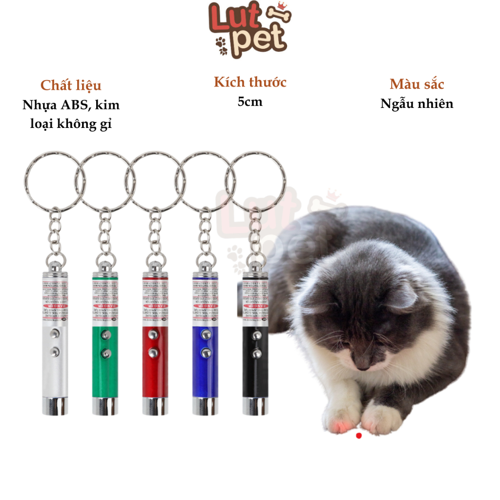 Đèn laze đồ chơi chó mèo, đèn pin 2 trong một phụ kiện móc treo chìa khóa - lutpet