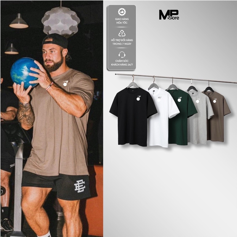 Áo thun thể thao oversize Gym sha.k basic vải 100% cotton