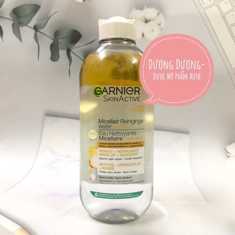 Nước tẩy trang Garnier Micellar Cleansing Water 400ml nội địa Pháp - Garnier vàng, xanh