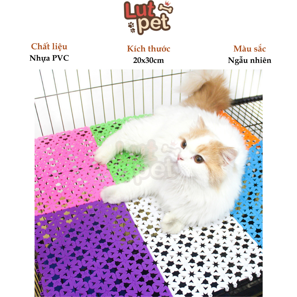 Thảm lót sàn chuồng chó mèo nhựa PVC an toàn, tấm nhựa lót chuồng cho thú cưng 20x30cm - lutpet