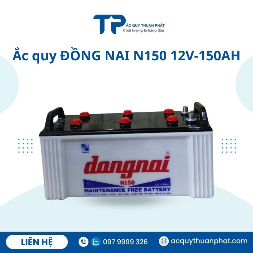 Bình ắc quy Đồng Nai N150 12v-150ah chuyên dùng cho xe đầu kéo TQ, xe tải Howo, xe bồn xi măng, xe Chenglong 4 giò..v.v.