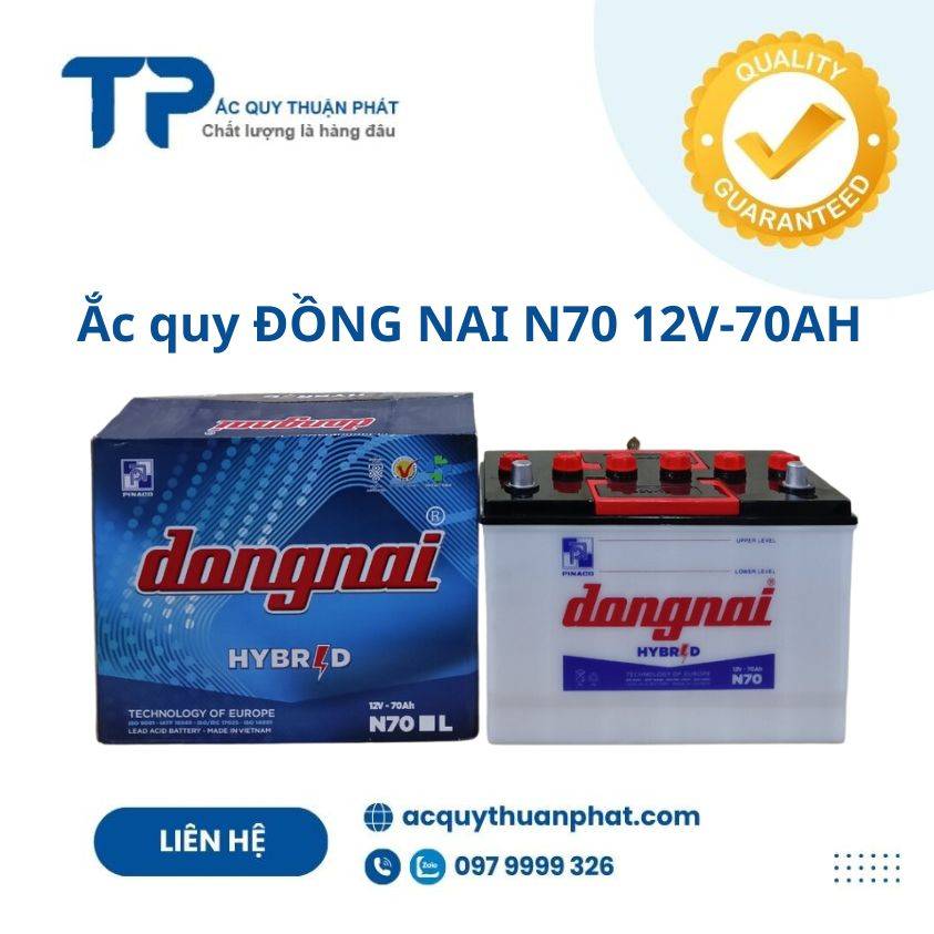 bình ắc quy đồng nai N70 12V-70ah chuyên dùng cho xe tải Jac, xe tải Huynhdai, thắp sáng, chích cá, máy phát điện, NLMT