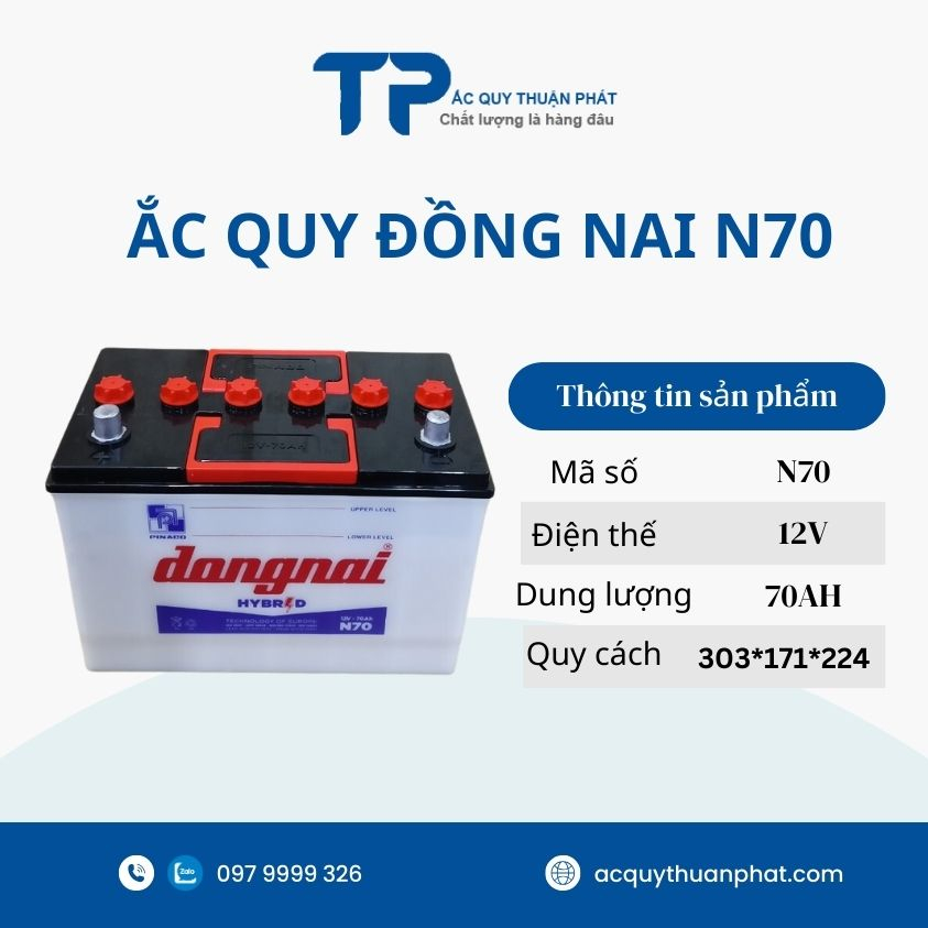 bình ắc quy đồng nai N70 12V-70ah chuyên dùng cho xe tải Jac, xe tải Huynhdai, thắp sáng, chích cá, máy phát điện, NLMT