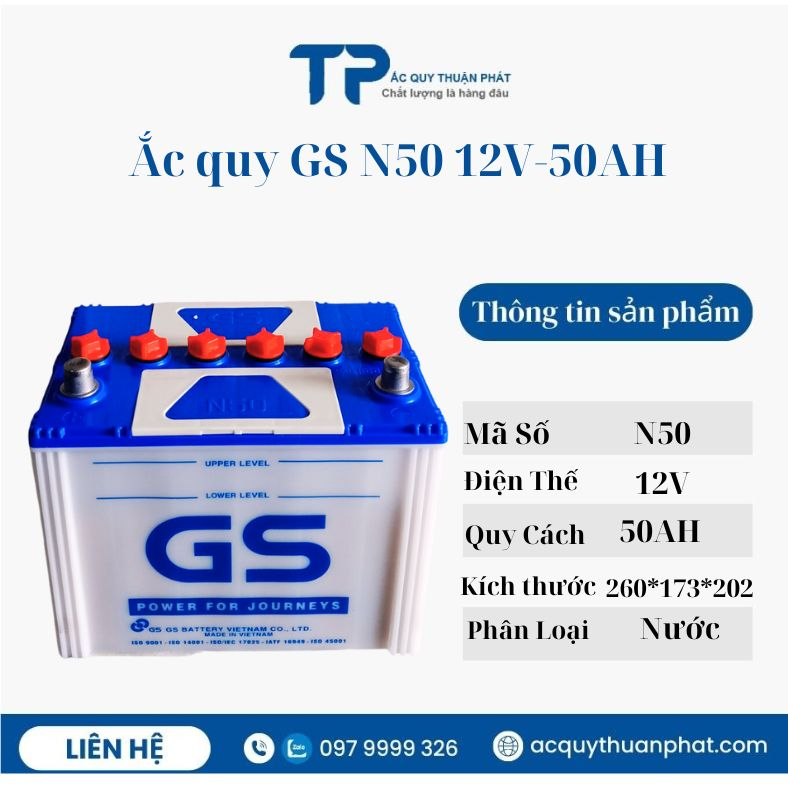 Bình ắc quy Gs N50 12V-50ah