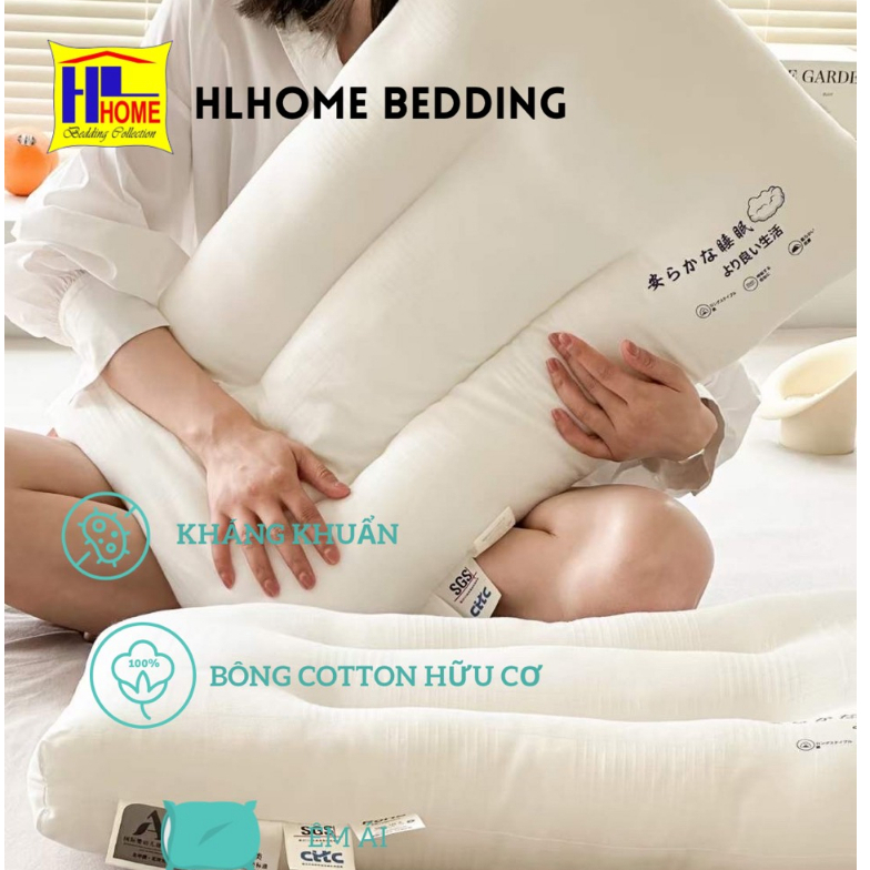 Ruột gối massage sleep kháng khuẩn, vai gấu êm ái, nâng đỡ thoải mái - giá 1 cái