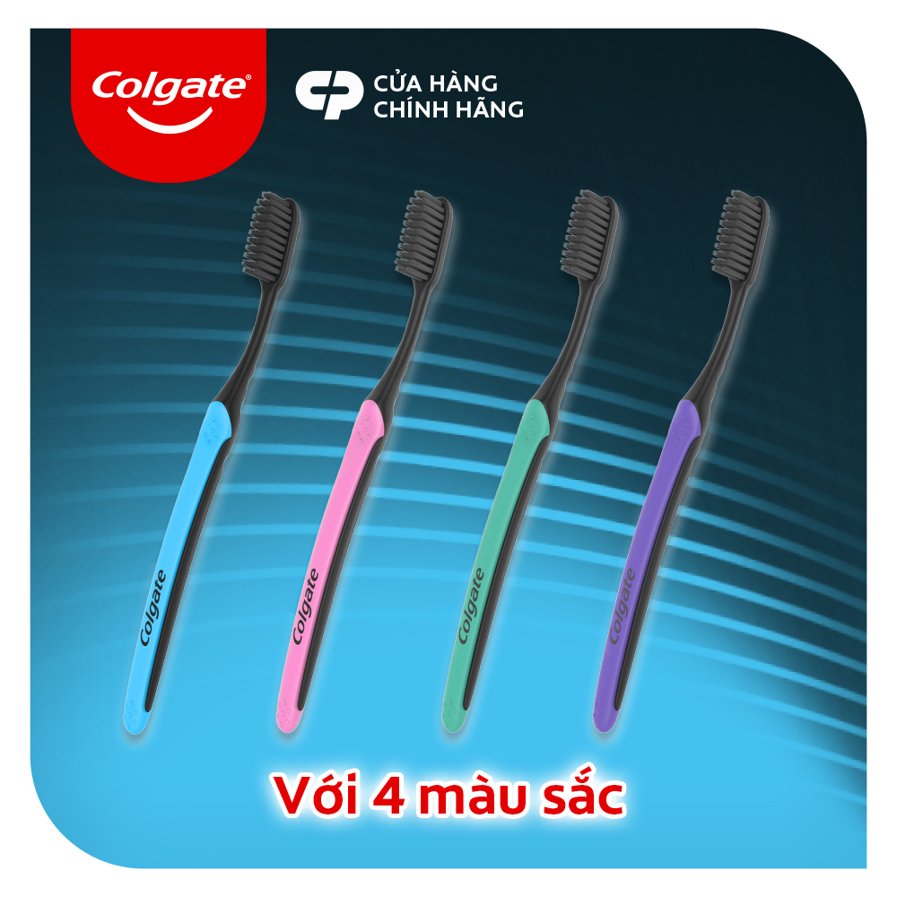 Bộ 10 Bàn chải Colgate SlimSoft Charcoal than hoạt tính kháng khuẩn siêu mềm mảnh