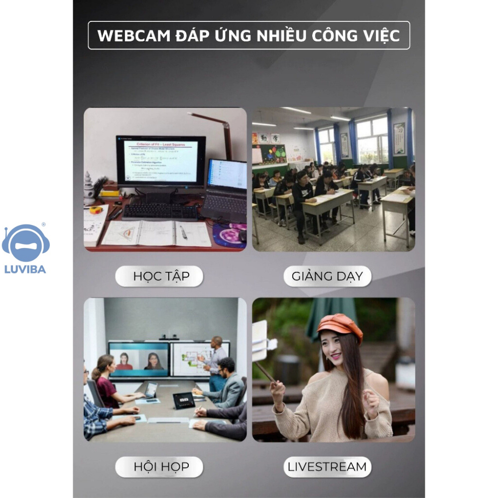 Webcam máy tính có mic laptop pc 720p 1080p full hd máy tính bàn giá rẻ LUVIBA WC12