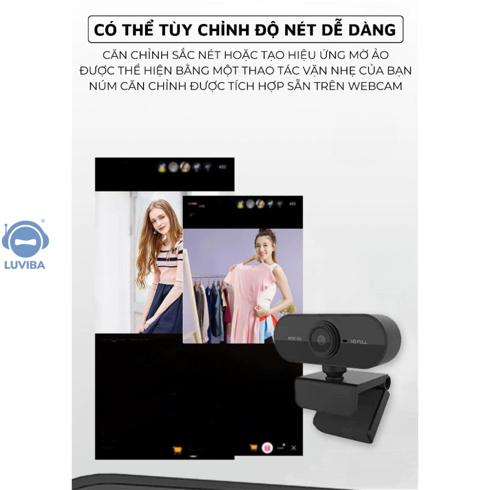 Webcam máy tính có mic laptop pc 720p 1080p full hd máy tính bàn giá rẻ LUVIBA WC12