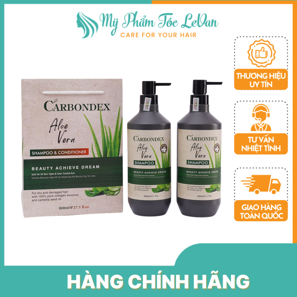 Dầu gội xả phục hồi carbondex aloe vera  chiết suất từ nha đam Mỹ Phẩm Tóc LEVAN