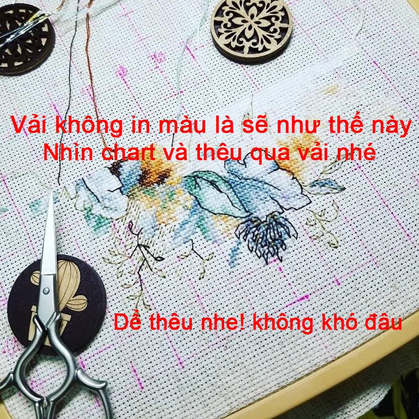 Tranh thêu chữ thập không in màu trên vải Soda198