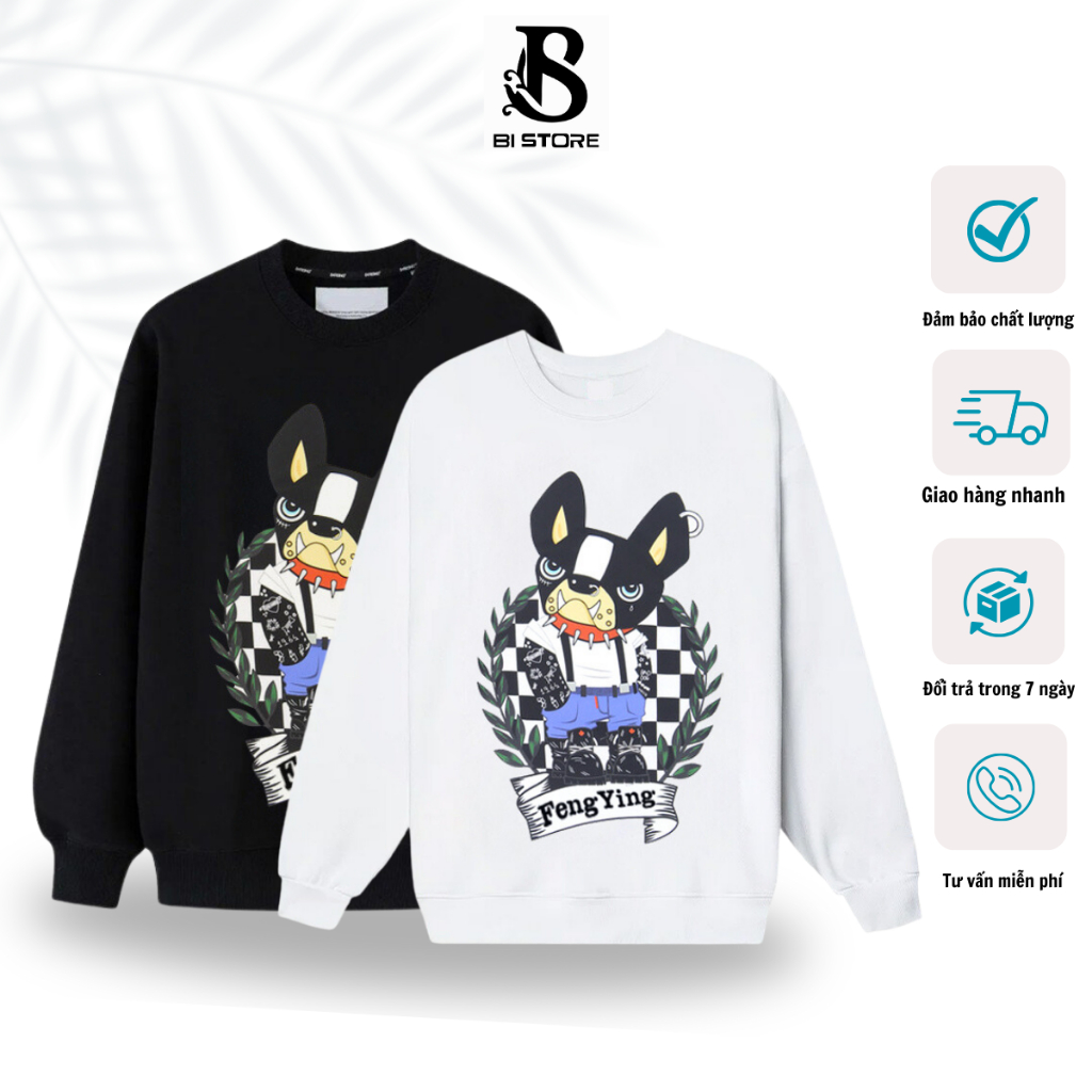 Áo nỉ sweater nam BISTORE in hình minicat 5D sắc nét phong cách boy phố trẻ trung năng động 25