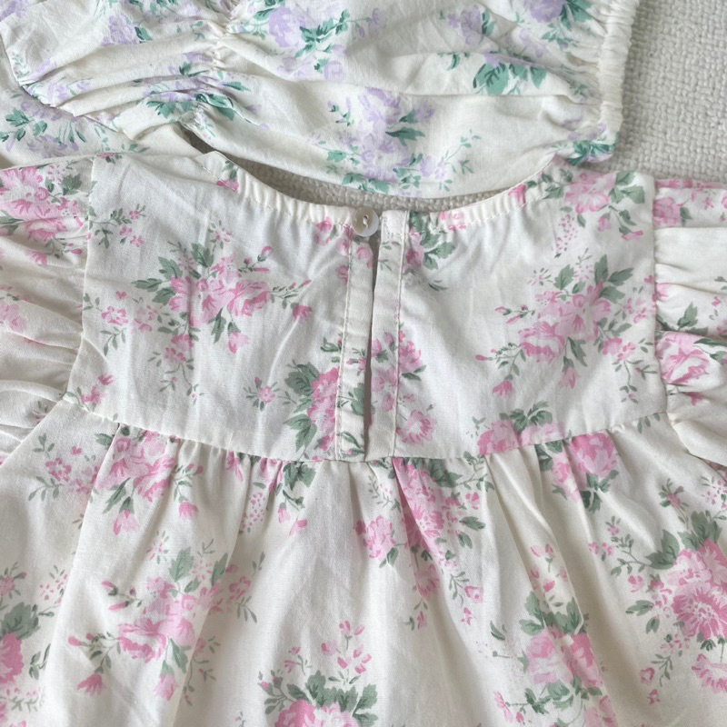 Áo baby doll thô hoa tông Hàn xinh xắn cho bé