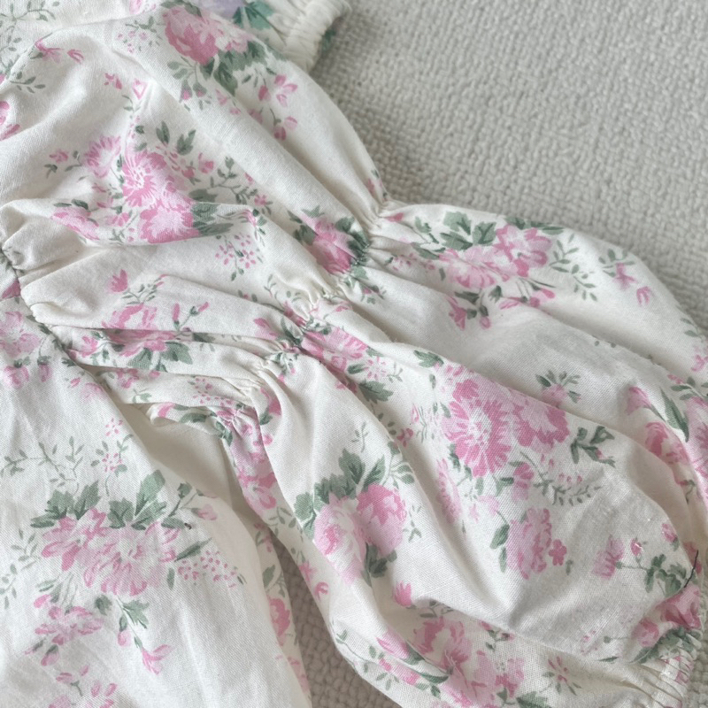 Áo baby doll thô hoa tông Hàn xinh xắn cho bé