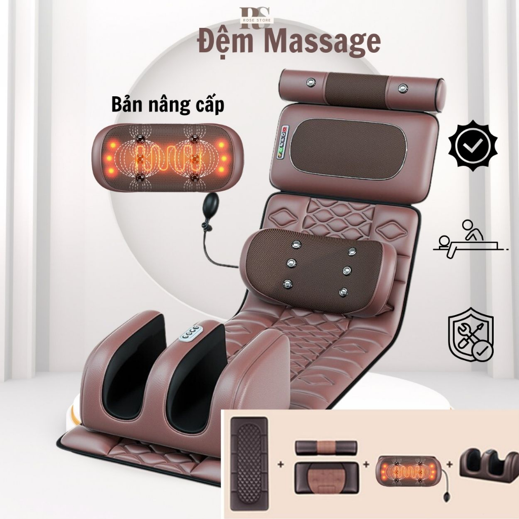 Ghế massage toàn thân, Đệm mát xa tặng kèm massage chân, trị liệu nhức mỏi toàn thân,thúc đẩy tuần hoàn máu, Máy massage
