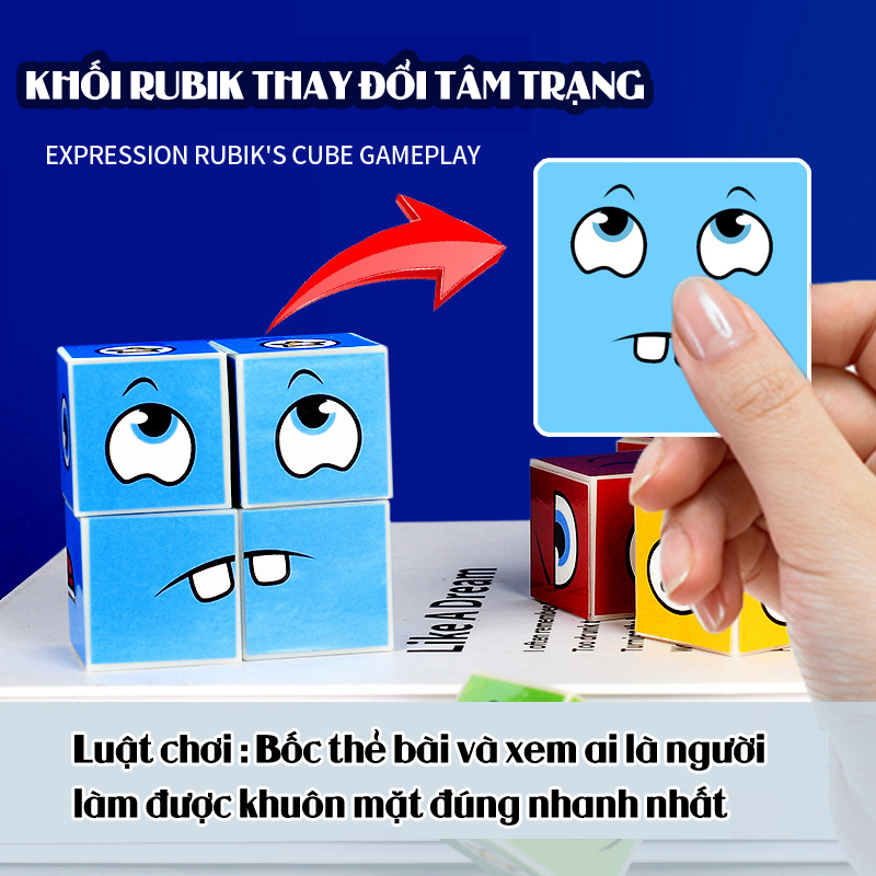 Đồ Chơi Rubik Thay Đổi Cảm Xúc Khuôn Mặt win Ghép Hình Gỗ, Phát Triển Trí Tuệ, Phản Xạ, Tăng Cường Trí Thông Minh Cho Bé