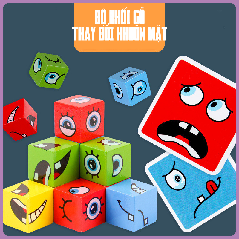 Đồ Chơi Rubik Thay Đổi Cảm Xúc Khuôn Mặt win Ghép Hình Gỗ, Phát Triển Trí Tuệ, Phản Xạ, Tăng Cường Trí Thông Minh Cho Bé
