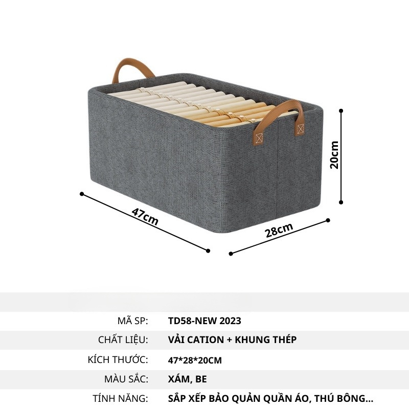 Hộp Đựng Xếp Quần Áo Gấp Gọn , Hộp Trượt , Có Khung Thép, Mặt Đáy Khung Gỗ MDF, Tay Cầm Tiện Lợi SP41233330
