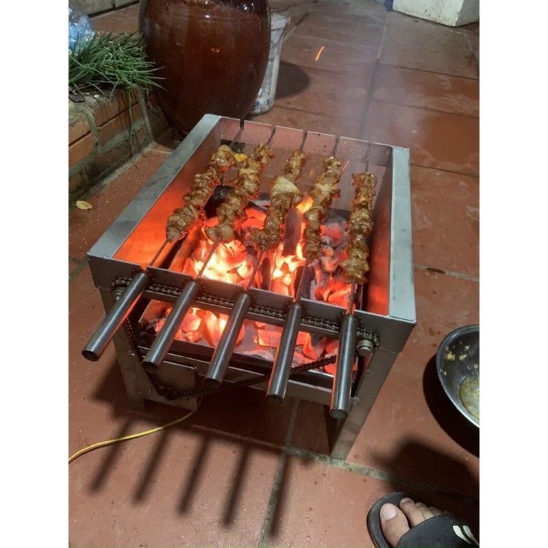 Bếp nướng than hoa bánh răng to quay được gà vịt