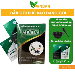 Dầu gội đen tóc thảo dược VONVI làm tóc đen sau 10 phút không hại da đầu không gây kích ứng hộp 5 cặp gói  PANDAR