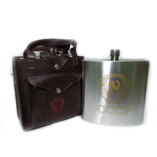 Bình đựng r.ư.ợu , nước inox cccp loại Cao Cấp - logo màu vàng trên thân bình và túi - Dung tích 3.0L ( 108oz )