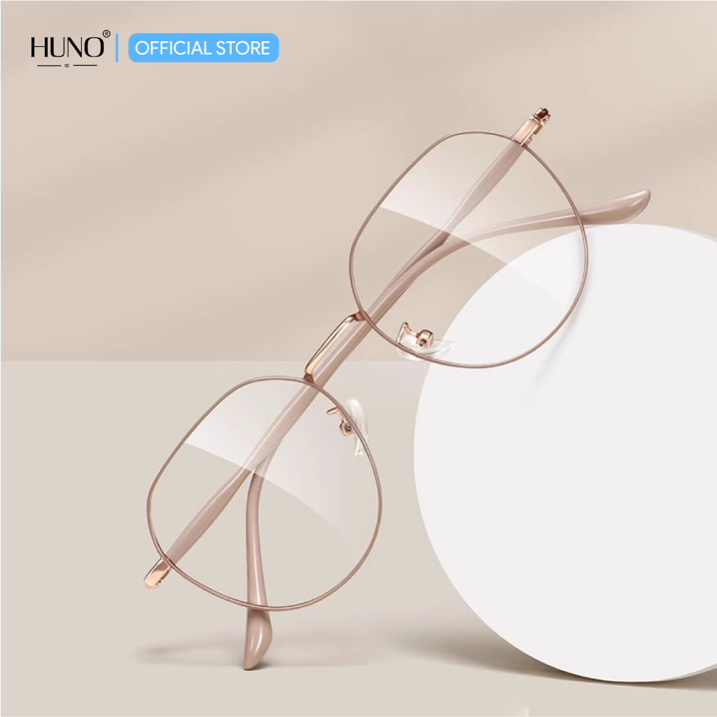 Gọng kính nam nữ HUNO mắt kính gọng vuông tròn kim loại thời trang cao cấp chống ánh sáng xanh - K102