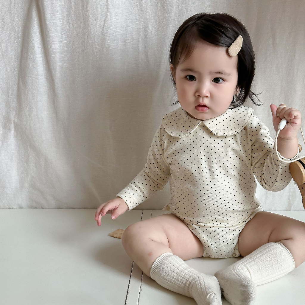 Bodysuit dài tay họa tiết nhí kiểu Hàn dành cho bé 4-14kg order quần áo trẻ em