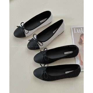 Giày Búp Bê Mũi Tròn Đính Nơ Bằng Len Kết Hợp Nhẹ Nhàng Thoải Mái CAO 1.5cm