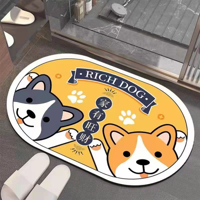 Thảm lau chân chống trơn trượt hình thú dễ thương