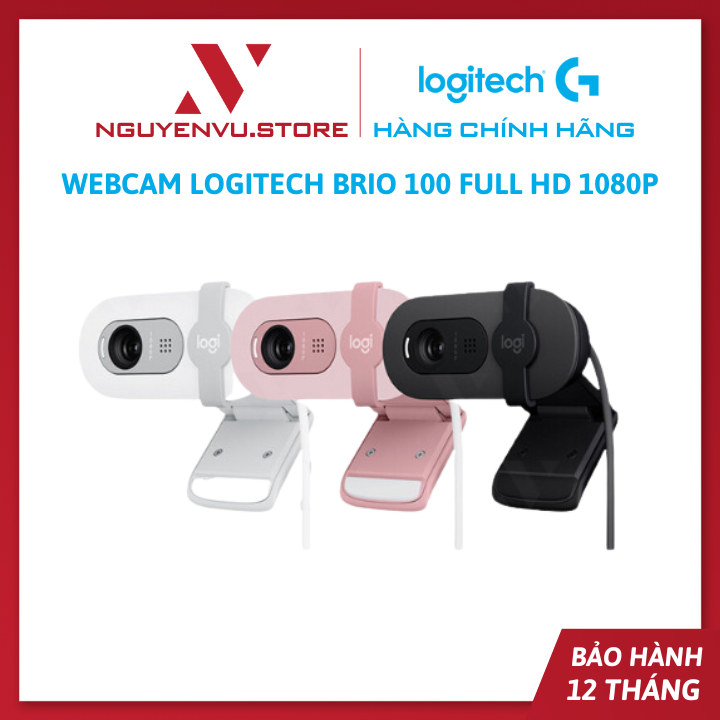 Webcam Logitech Brio 100 Full HD 1080p - Hàng Chính Hãng