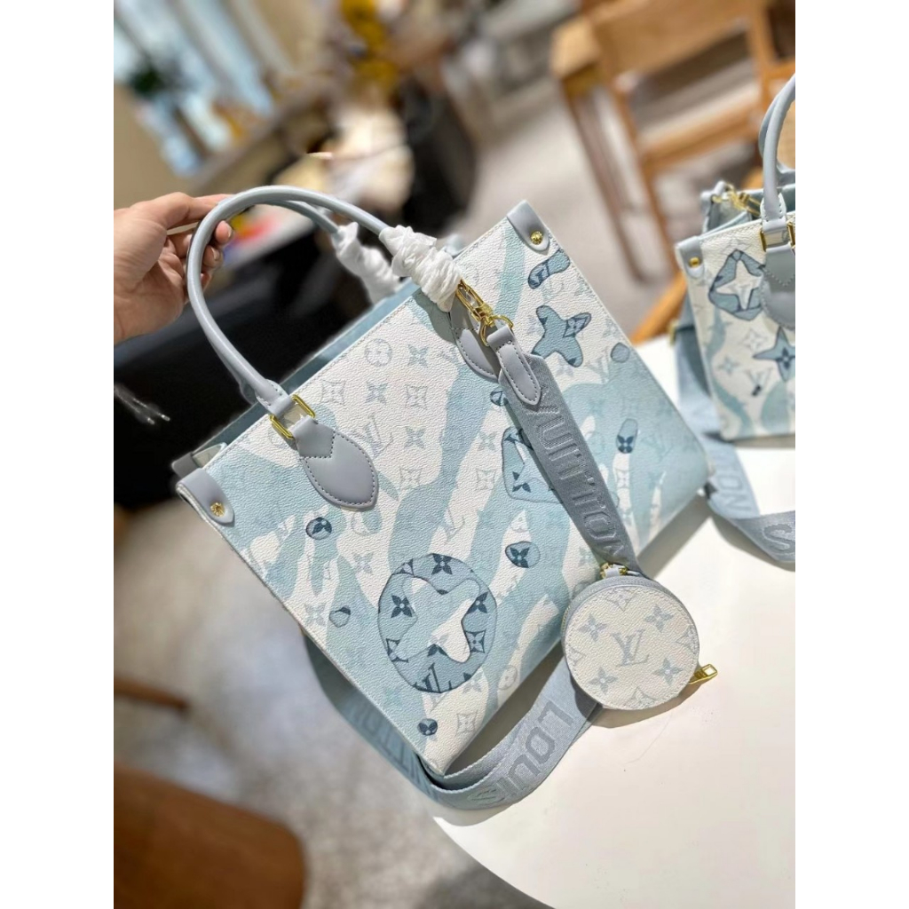 Túi LV Onthego 2in1 NEW mix màu xanh dáng công sở sang trọng  - Shop Lynh