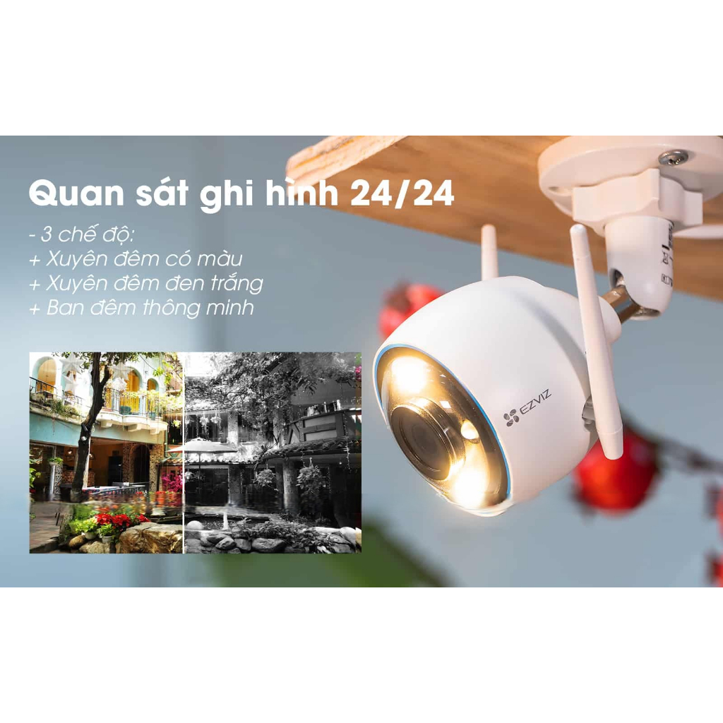 Camera wifi ngoài trời Ezviz H3 5MP 3MP 3K chính hãng, đàm thoại,màu đêm