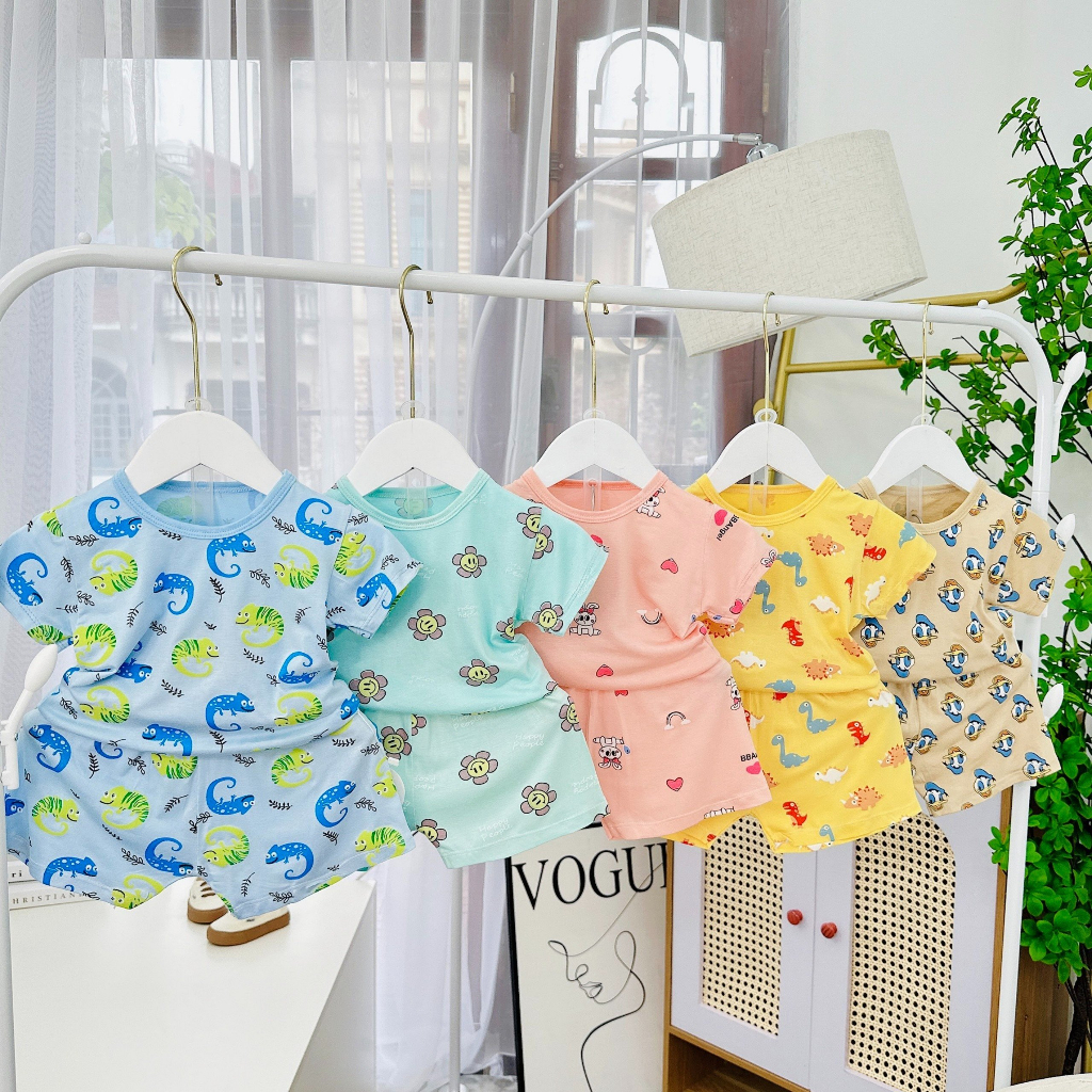 SALE SỐC  Bộ ngắn tay in họa tiết Thun Lạnh họa tiết dễ thương Ngẫu nhiên cho bé trai, bé gái