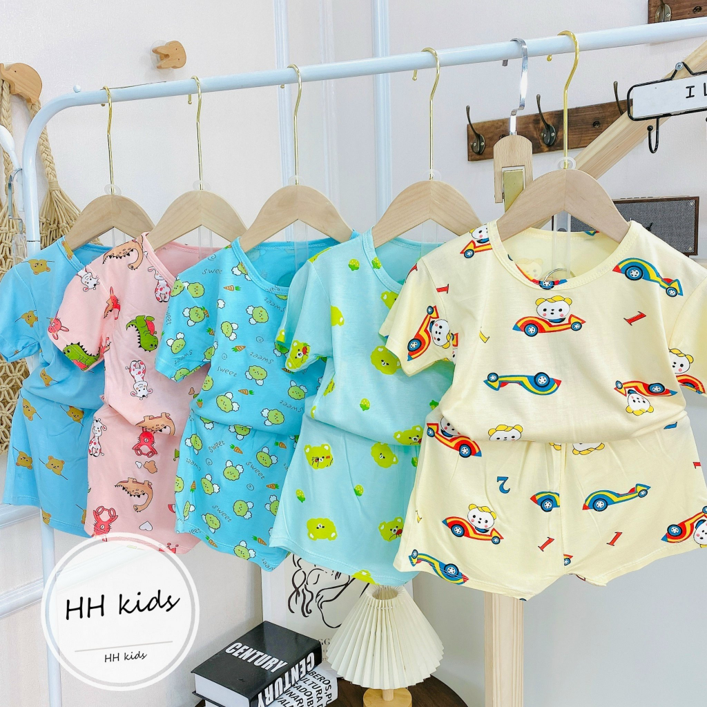 SALE SỐC  Bộ ngắn tay in họa tiết Thun Lạnh họa tiết dễ thương Ngẫu nhiên cho bé trai, bé gái