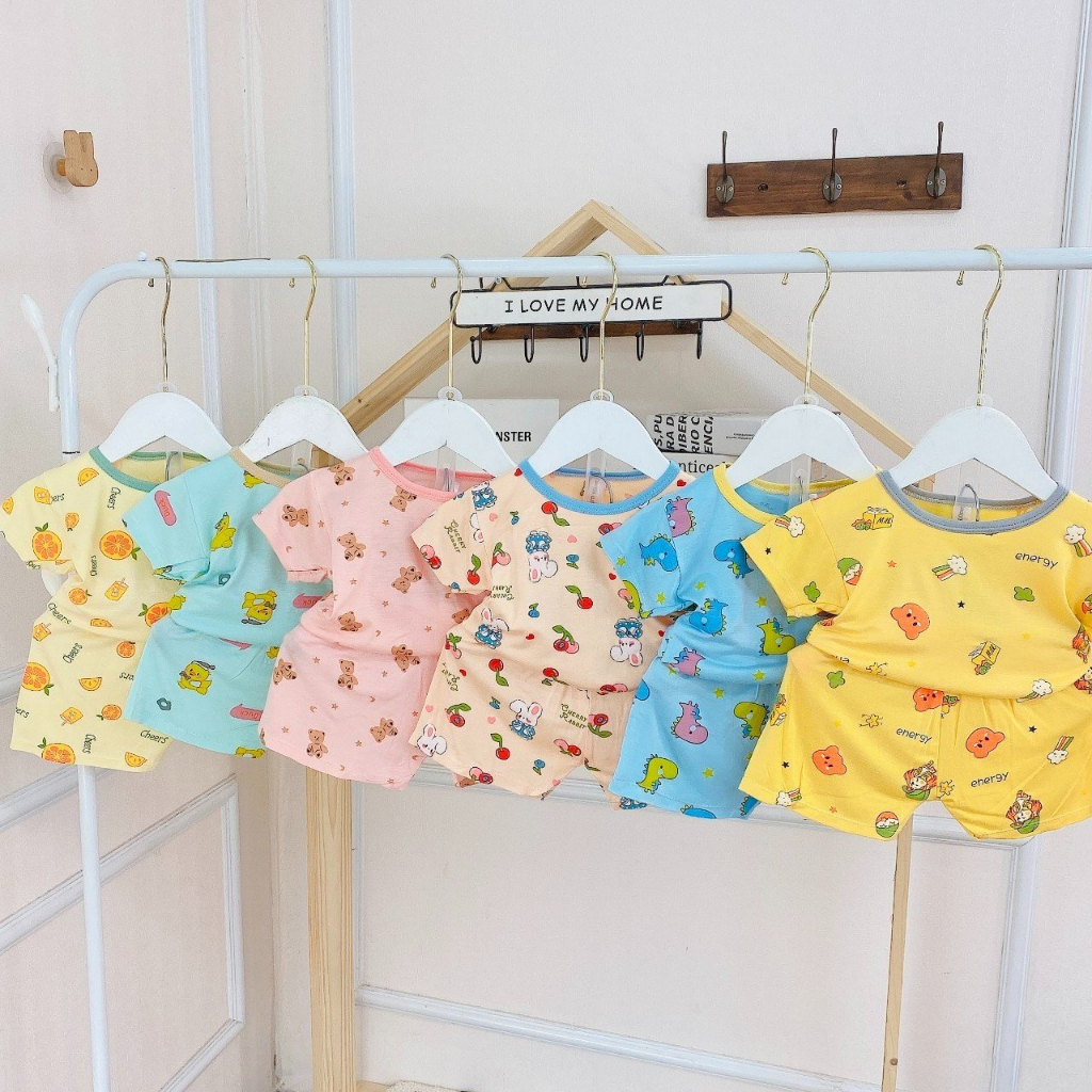 SALE SỐC  Bộ ngắn tay in họa tiết Thun Lạnh họa tiết dễ thương Ngẫu nhiên cho bé trai, bé gái