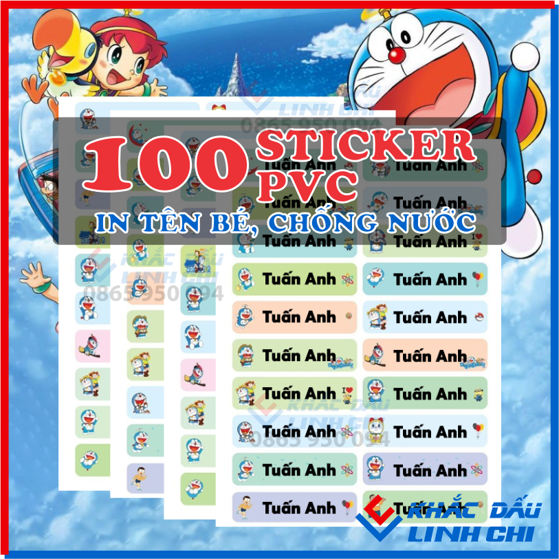 100 Sticker in tên bé dán đồ dùng học tập siêu bền