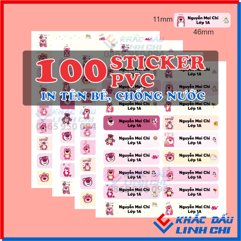 100 Sticker in tên bé dán đồ dùng học tập siêu bền