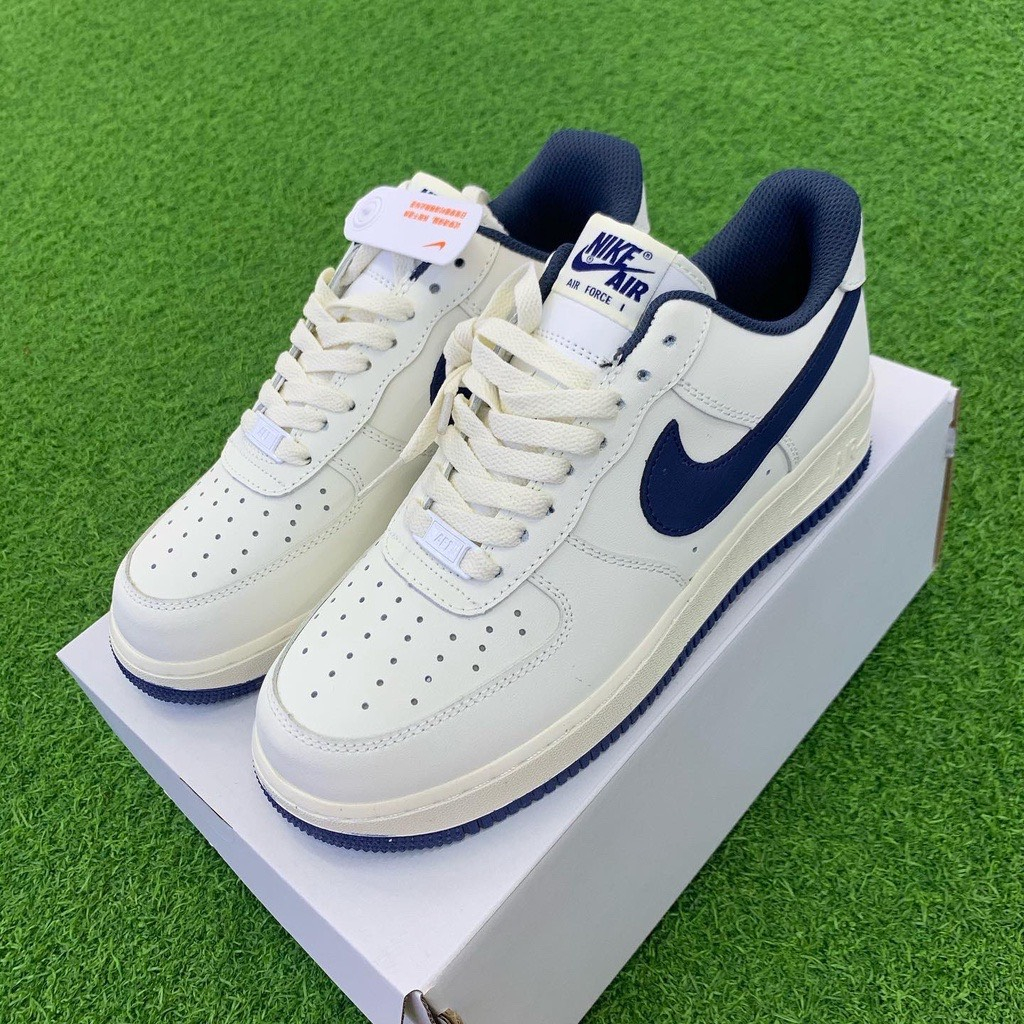Giày AF1 Low Cream Navy Giày Nikee AF1 Trắng Vệt Đế Xanh Than Navy, Giày Sneaker Nam Nữ mẫu mới nhất 2023