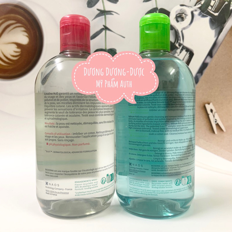 Tẩy trang Bioderma 500ml bản Pháp