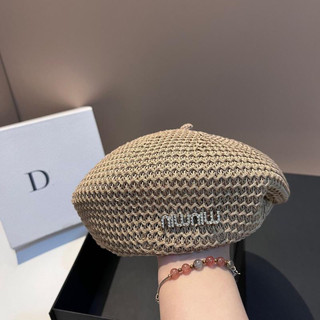 Mũ nồi len cói móc đính logo miumi siêu xinh