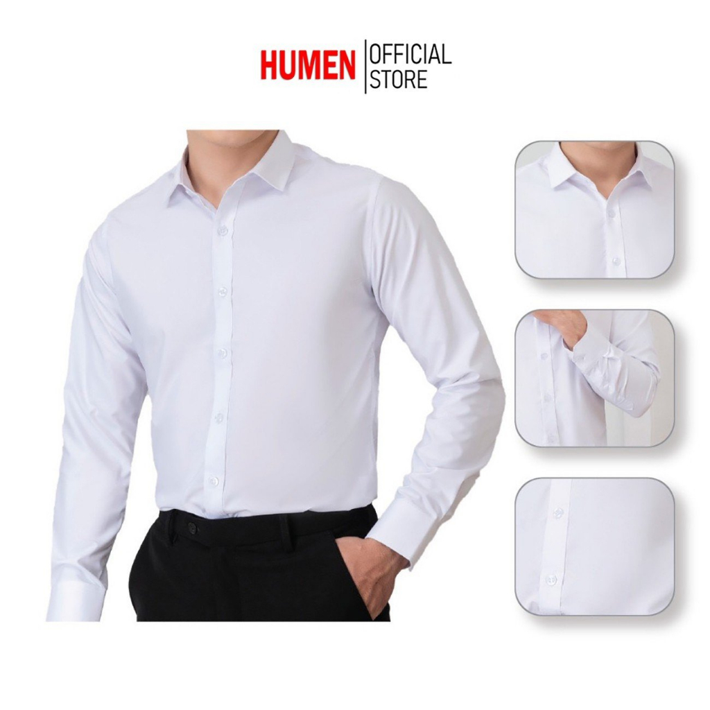 Áo sơ mi trắng dài tay nam chất lụa mềm thoáng khí không nhàu không nhăn không phai màu chuẩn phom slimfit