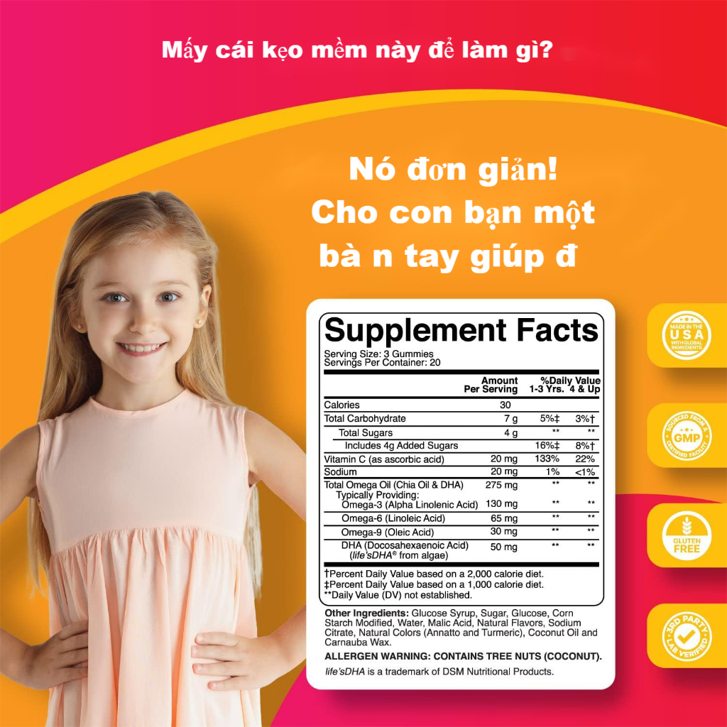 Viên bổ sung DHA Hoa Kỳ cho bé Dha Kid 60 Viên