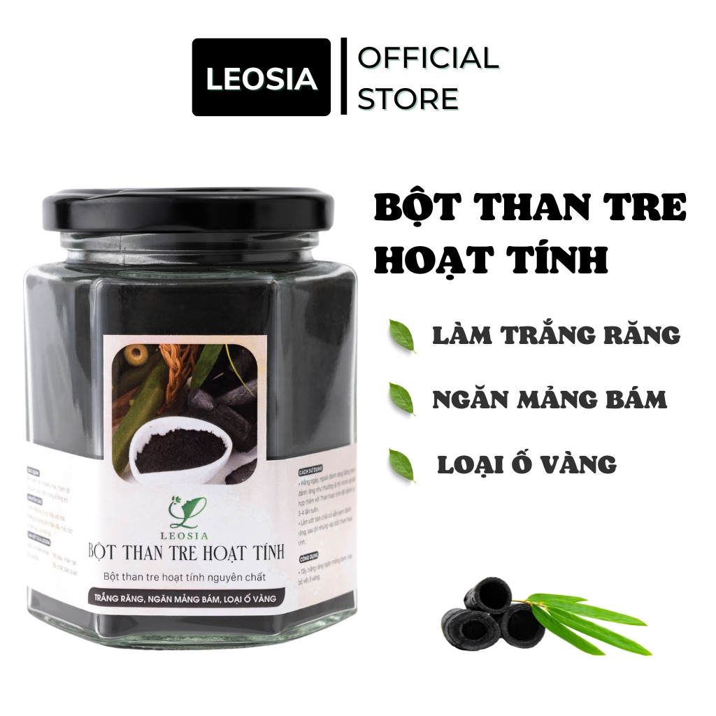 Than tre hoạt tính trắng răng LEOSIA ORGANIC - Loại bỏ mảng bám, tẩy vết ố vàng cho răng hiệu quả 70g