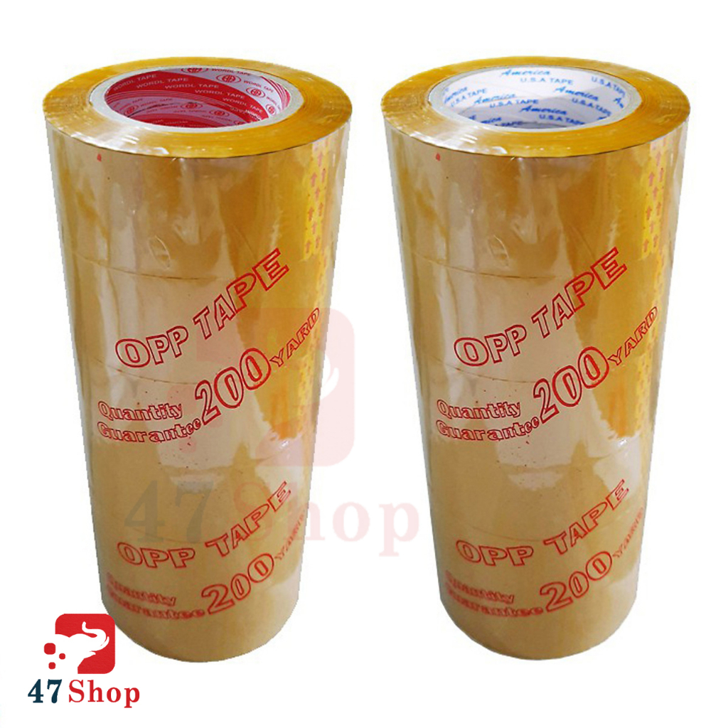 Băng keo trong, vàng siêu dày 1,8kg cây 200Yard