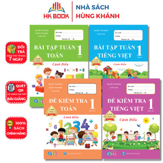 Sách - Combo 4 cuốn Bài tập Tuần và Đề Kiểm Tra Môn Toán, Tiếng Việt Lớp 1 - Tập 1 - Cánh diều - QC 140