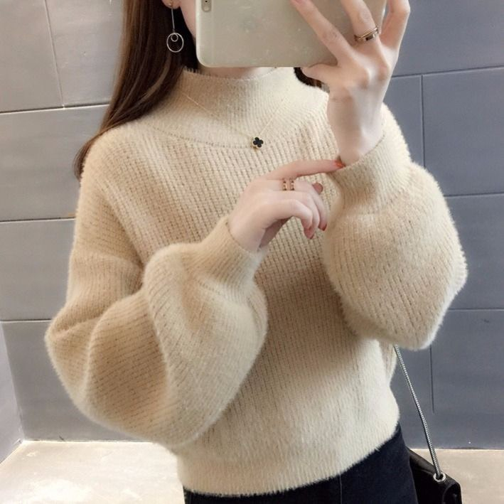 ÁO LEN LÔNG THỎ TAY BỒNG , ÁO LEN LÔNG CỔ 3 PHÂN - Aolenlongtho1211_P12K12