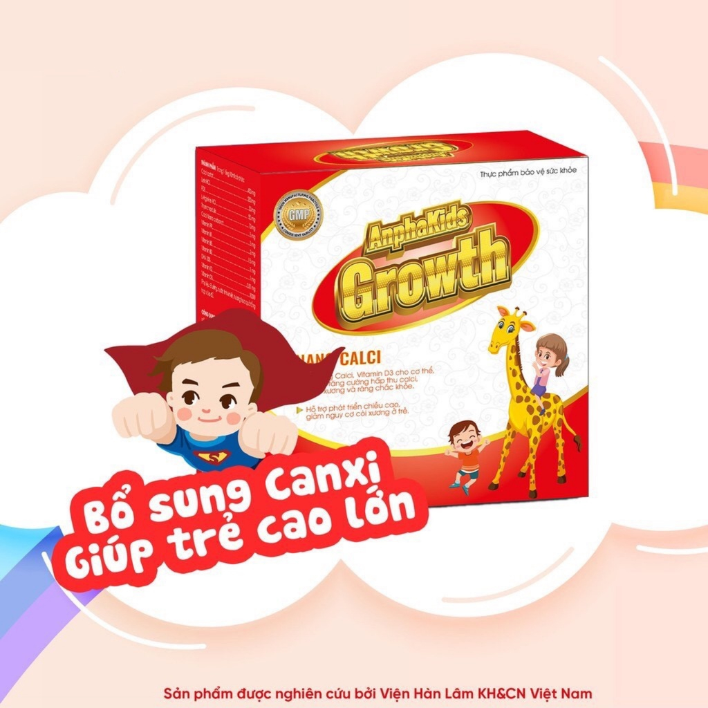 Canxi cho bé dạng nano hỗ trợ tăng chiều cao, canxi hữu cơ cho bà bầu người lớn người già Anphakids Growth