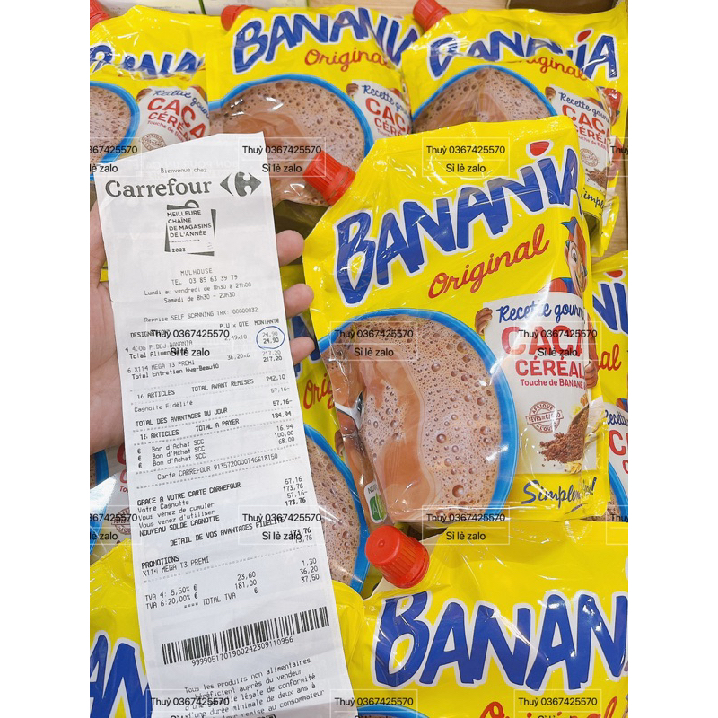 Bột cacao Banania Pháp vị ngũ cốc - chuối cho bé trên 12 tháng ( date 7-2025)